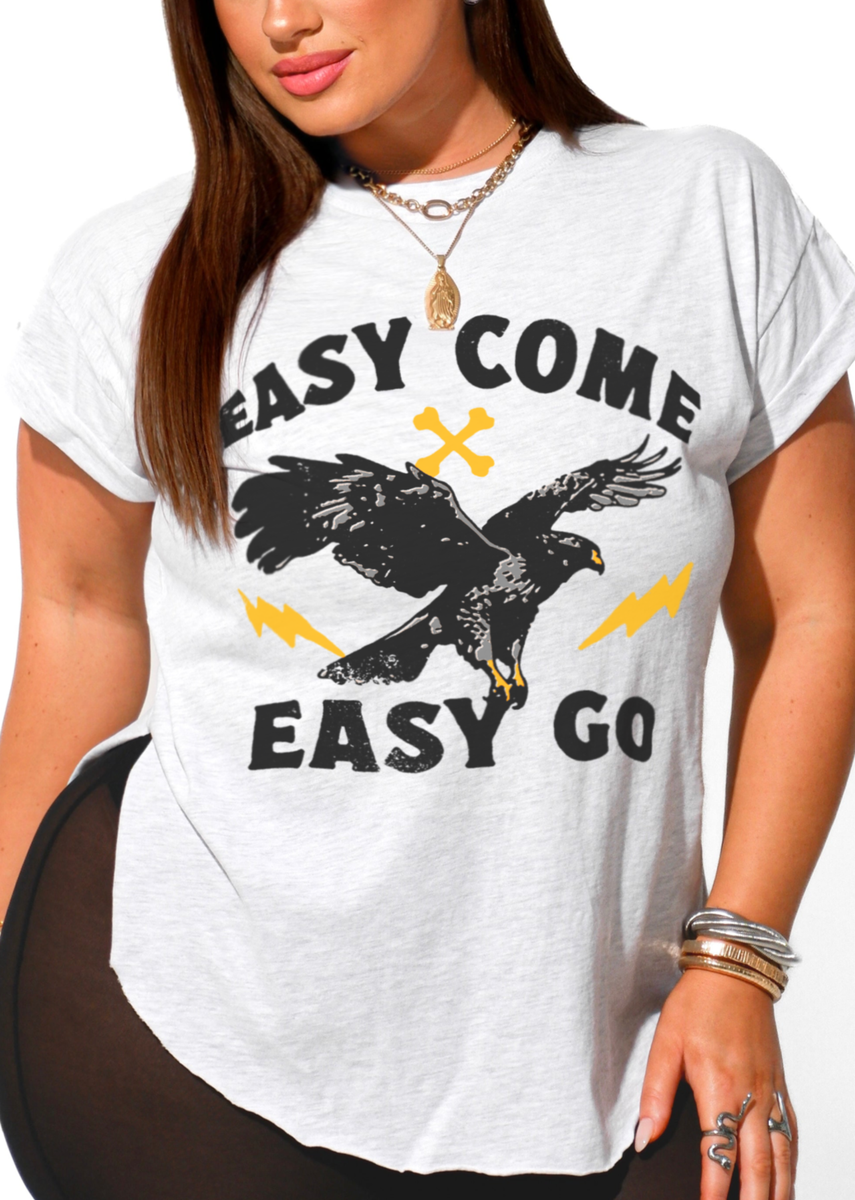 トップス Basic Side Slit Punch The Dough TShirt EASY COME EASY GO SIDE SLIT TEE – Pebby Forevee