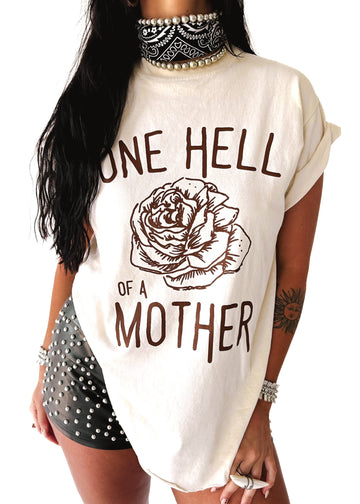 pebby forevee Side Slit Tee ONE HELL OF A MOTHER (ROSE) SIDE SLIT TEE