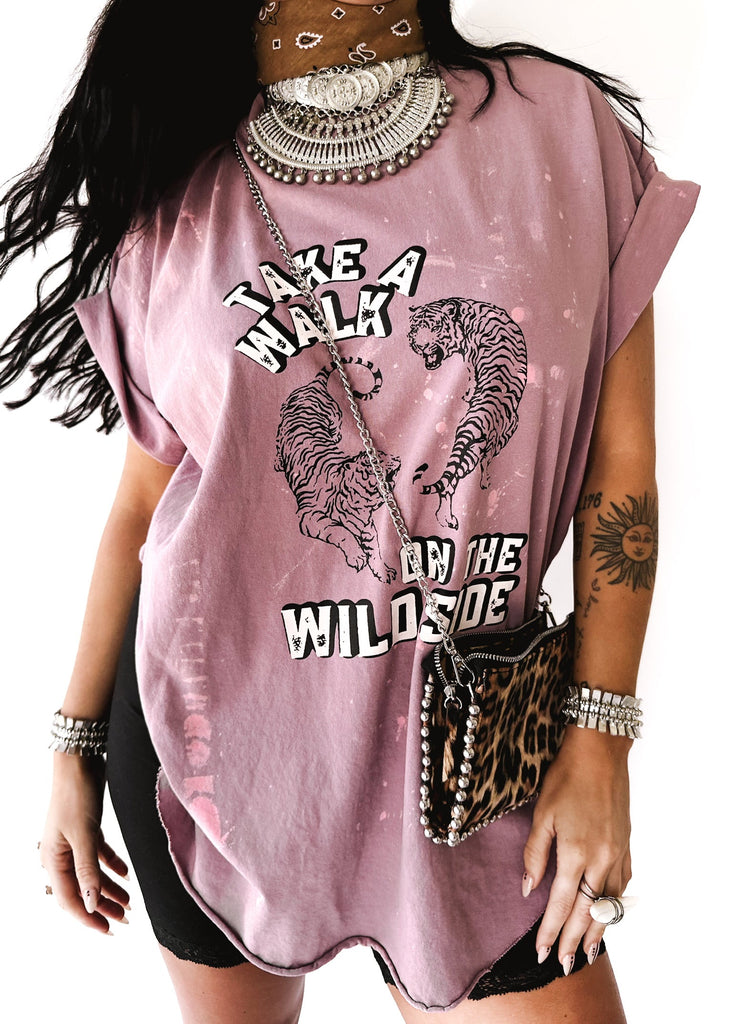 Pebby Forevee Side Slit Tee TAKE A WALK ON THE WILD SIDE BLEACHED OUT SIDE SLIT TEE