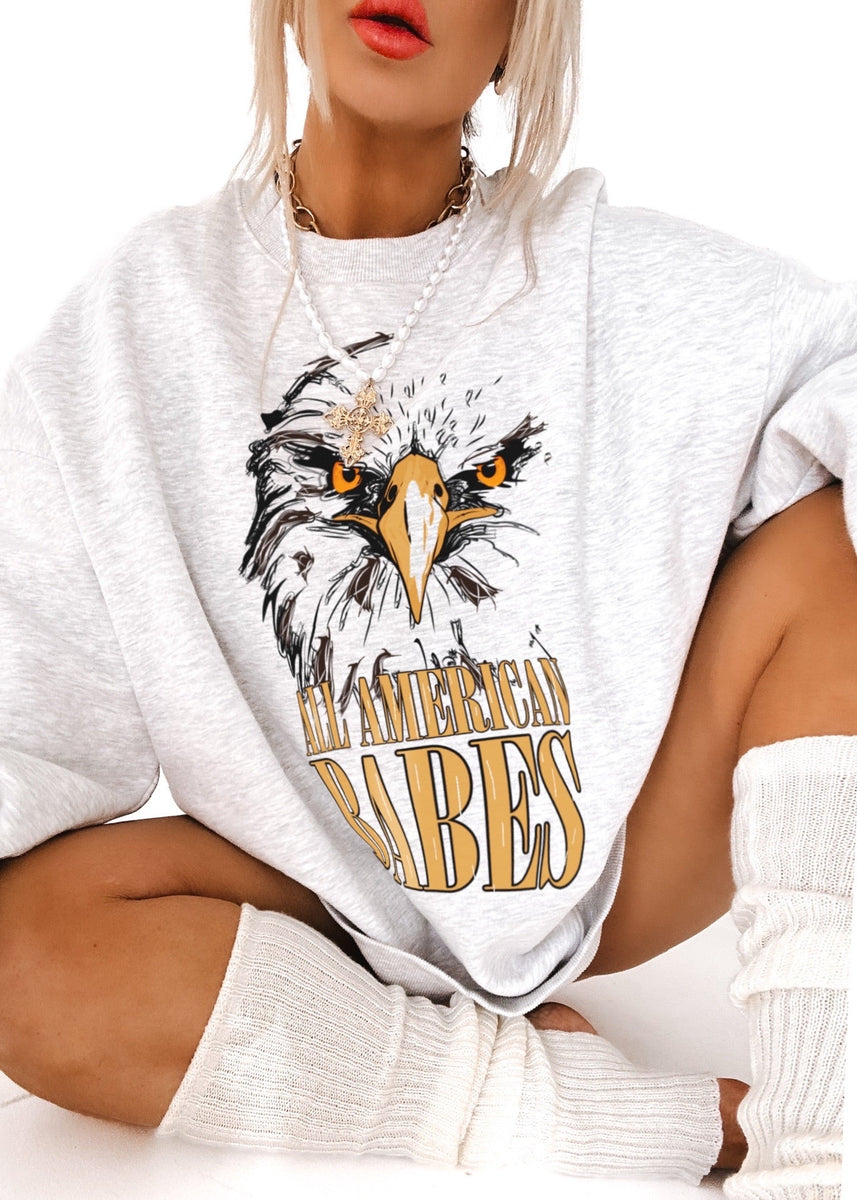 ALL AMERICAN BABES OVERSIZED GRAPHIC SWEATSHIRT