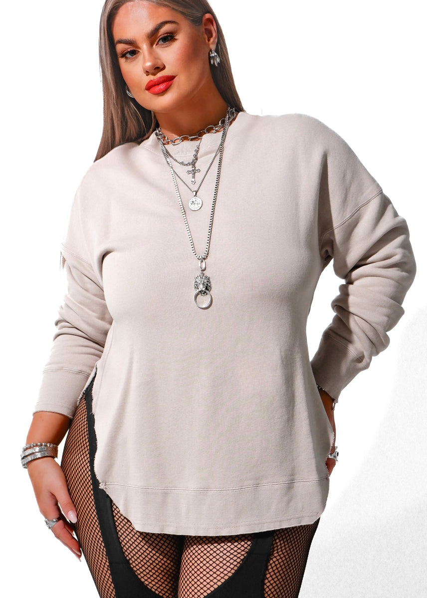 FEEL GOOD SIDE SLIT SWEATSHIRT – Pebby Forevee