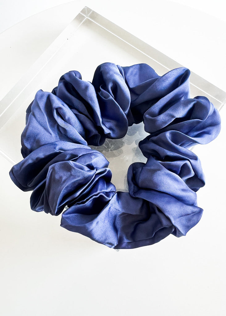 pebby forevee Satin Blue FOR THICK HAIR SUPER STRETCH SCRUNCHIE