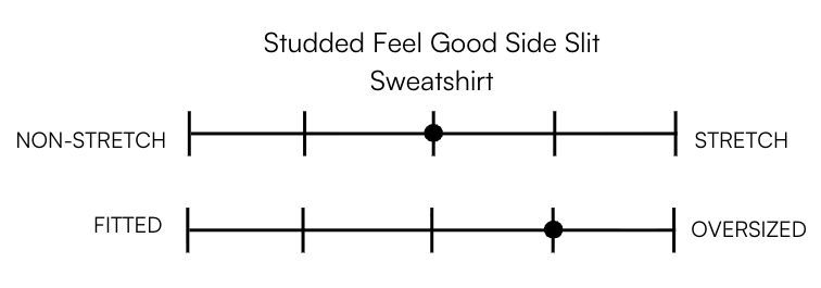 STUDDED FEEL GOOD SIDE SLIT SWEATSHIRT