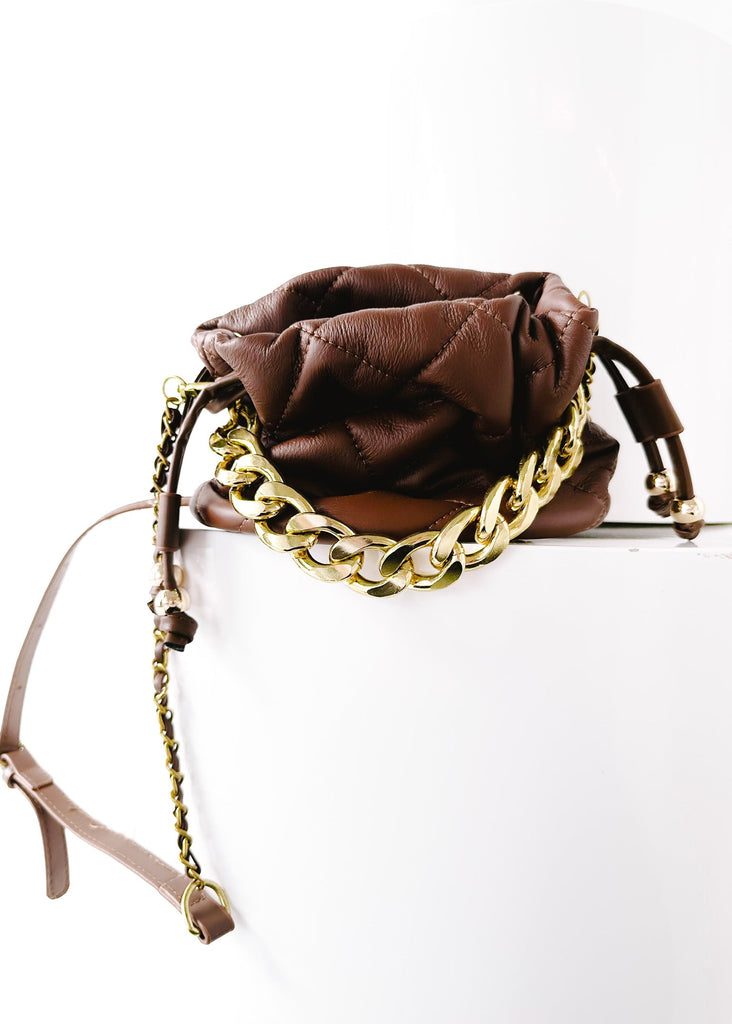 pebby forevee Bag Chocolate FINAL SALE: FASHION SENSE QUILTED BUCKET BAG