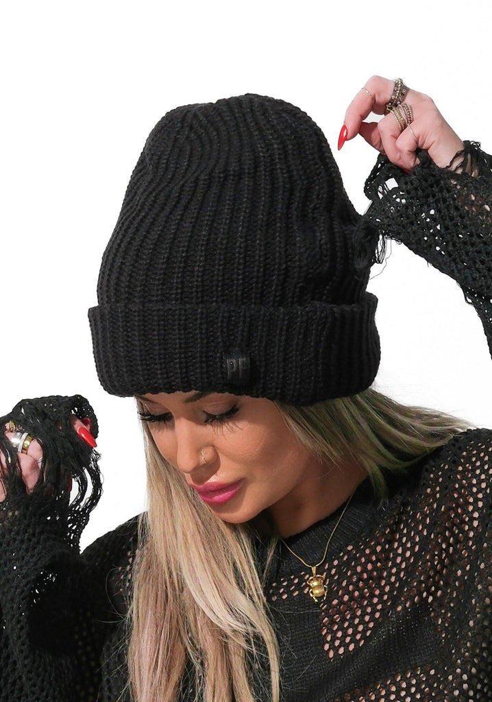 pebby forevee Beanie Black ACTUALLY OVERSIZED BEANIE