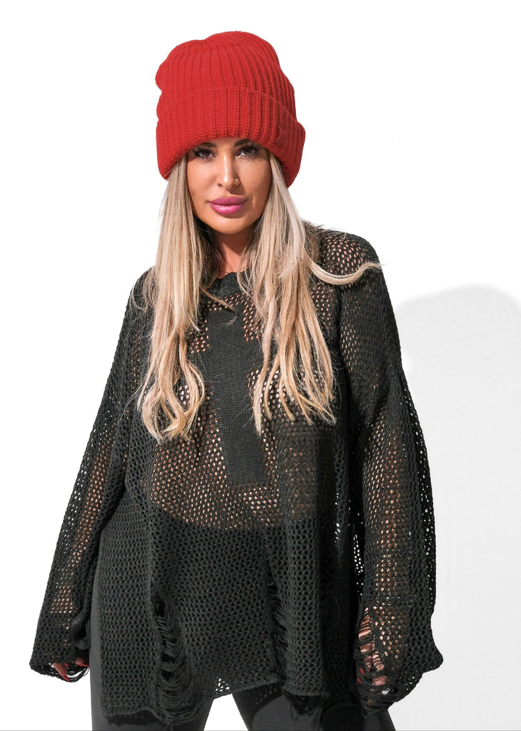 pebby forevee Beanie Red ACTUALLY OVERSIZED BEANIE