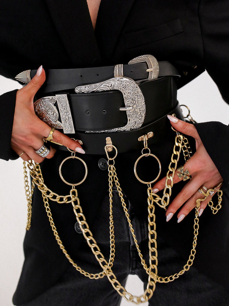 pebby forevee Belt Black/Gold ANNISTON BUCKLE BELT