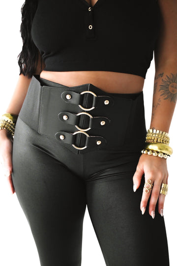 pebby forevee Belt Black/Gold EMMALINE CORSET PLUS SIZE WAIST BELT