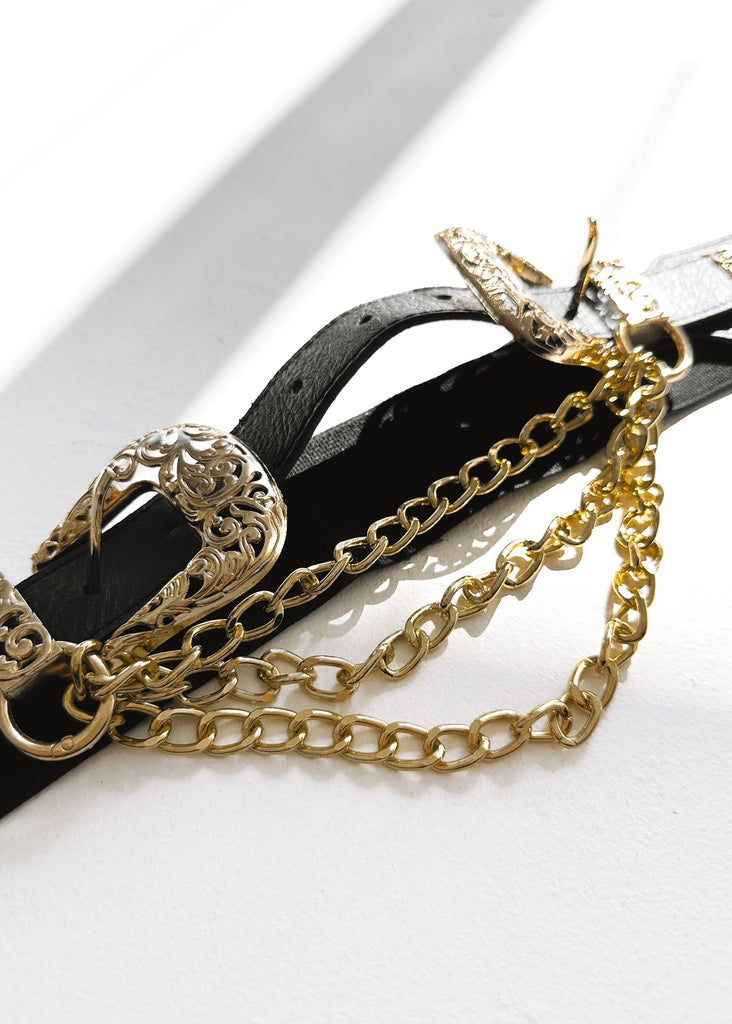 pebby forevee Belt Black/Gold HITCH HIKE DOUBLE LATCH BELT