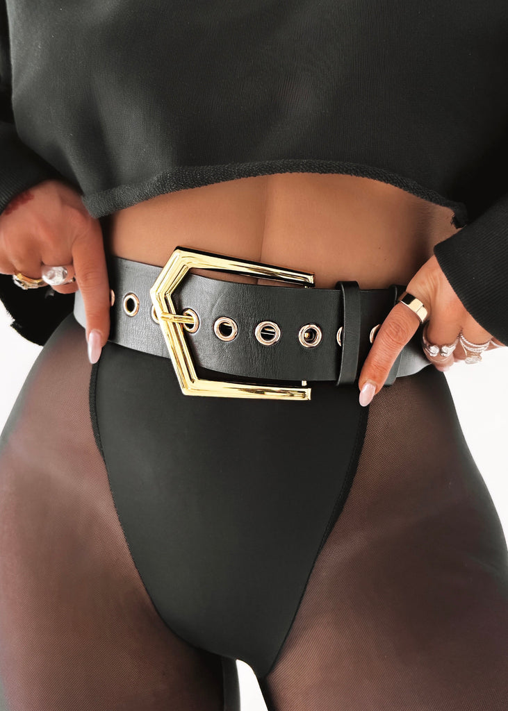pebby forevee Belt Black/Gold JACE BUCKLE BELT