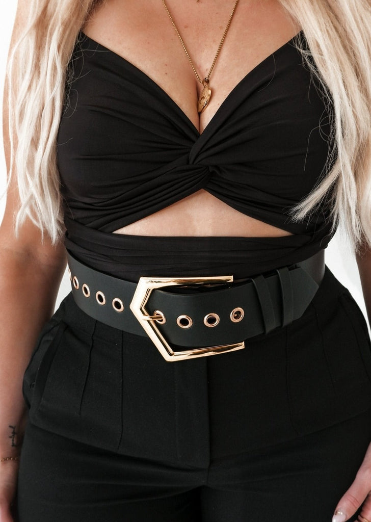 pebby forevee Belt Black/Gold JACE BUCKLE BELT