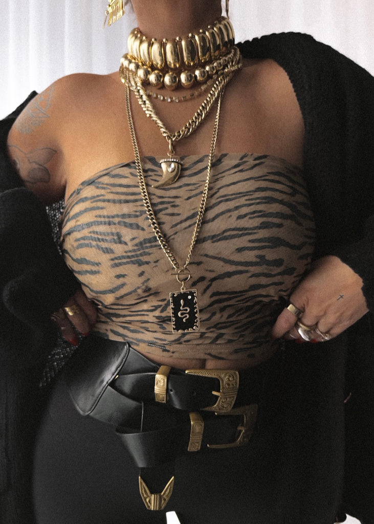 pebby forevee Belt Black/Gold NEW DOUBLE BUCKLE BAND BELT