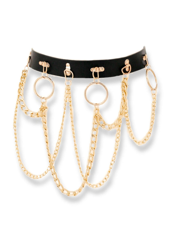 pebby forevee Belt Black/Gold RING LEADER CHAINED BELT