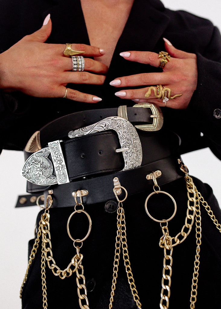 pebby forevee Belt Black/Gold RING LEADER CHAINED BELT