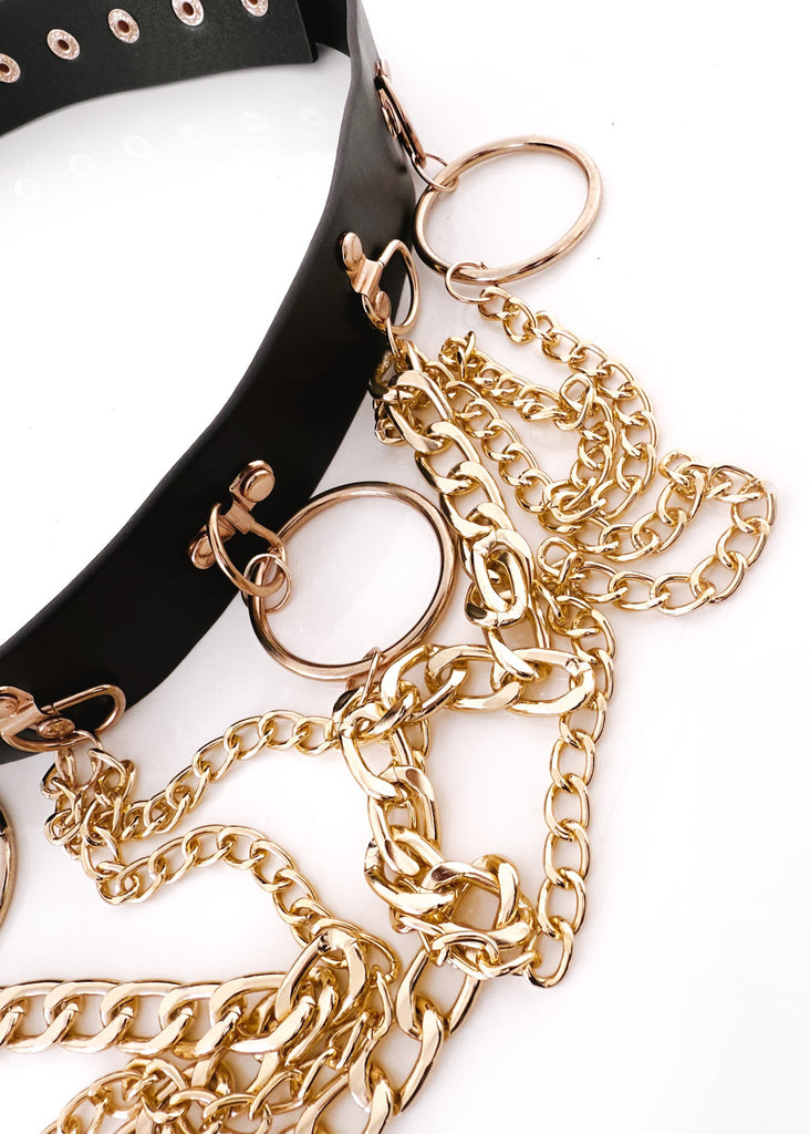 pebby forevee Belt Black/Gold RING LEADER CHAINED BELT