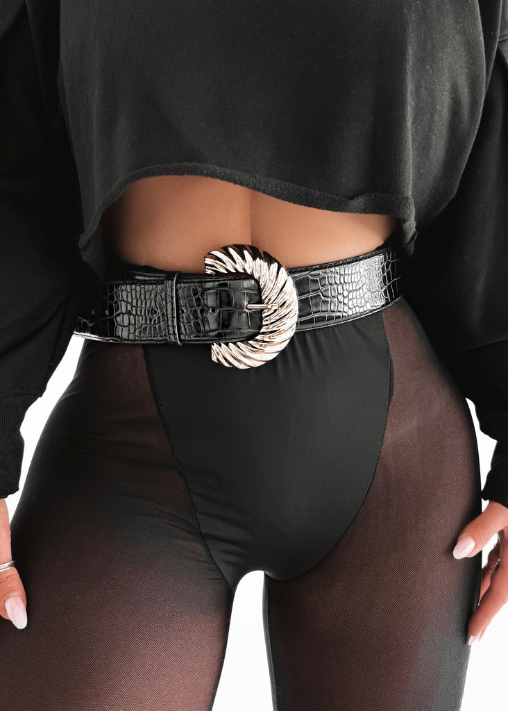 pebby forevee Belt Black/Silver BILLIE BUCKLE BELT