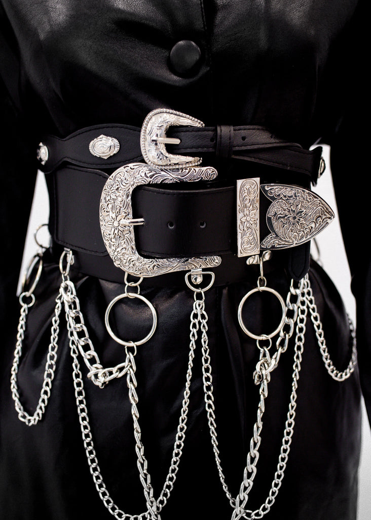 pebby forevee Belt Black/Silver HENDRICK BUCKLE BELT