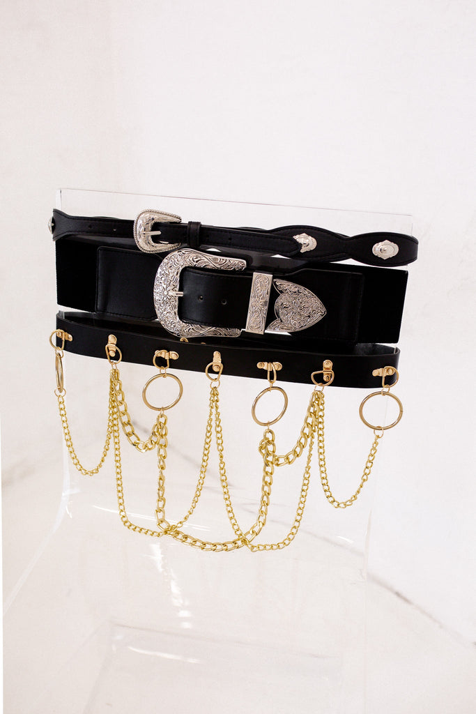 pebby forevee Belt Black/Silver HENDRICK BUCKLE BELT