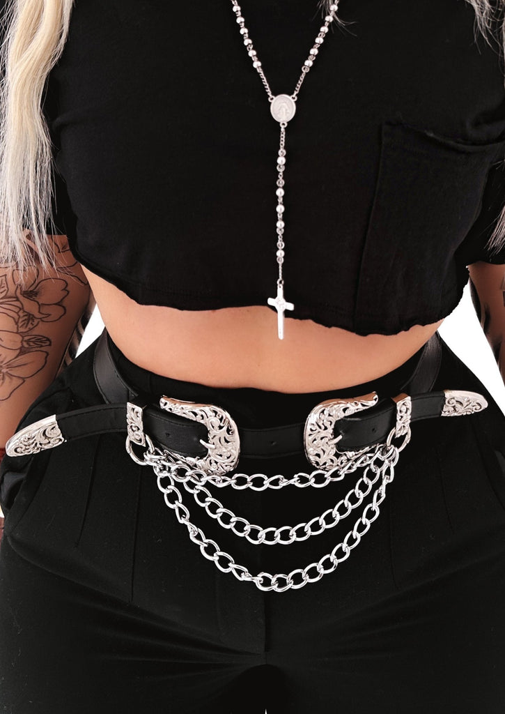 pebby forevee Belt Black/Silver HITCH HIKE DOUBLE LATCH BELT