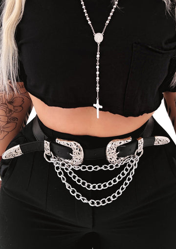 pebby forevee Belt Black/Silver HITCH HIKE DOUBLE LATCH BELT