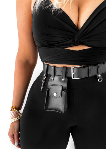 pebby forevee Belt Black/Silver LEANDER BUCKLE BELT
