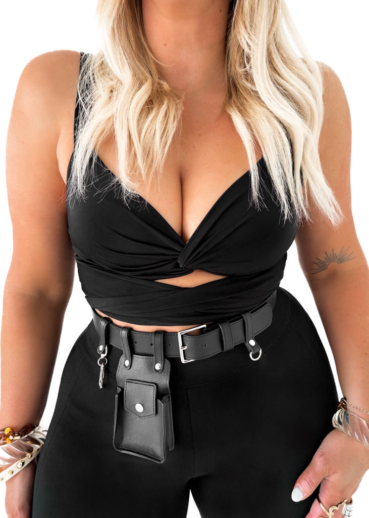 pebby forevee Belt Black/Silver LEANDER BUCKLE BELT
