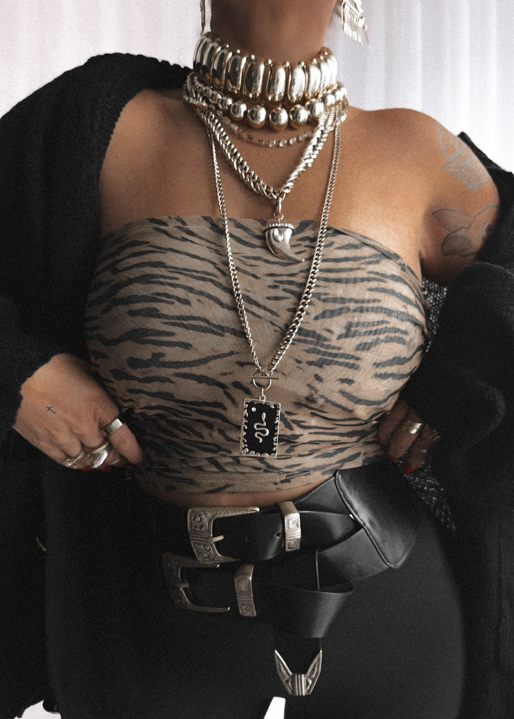 pebby forevee Belt Black/Silver NEW DOUBLE BUCKLE BAND BELT