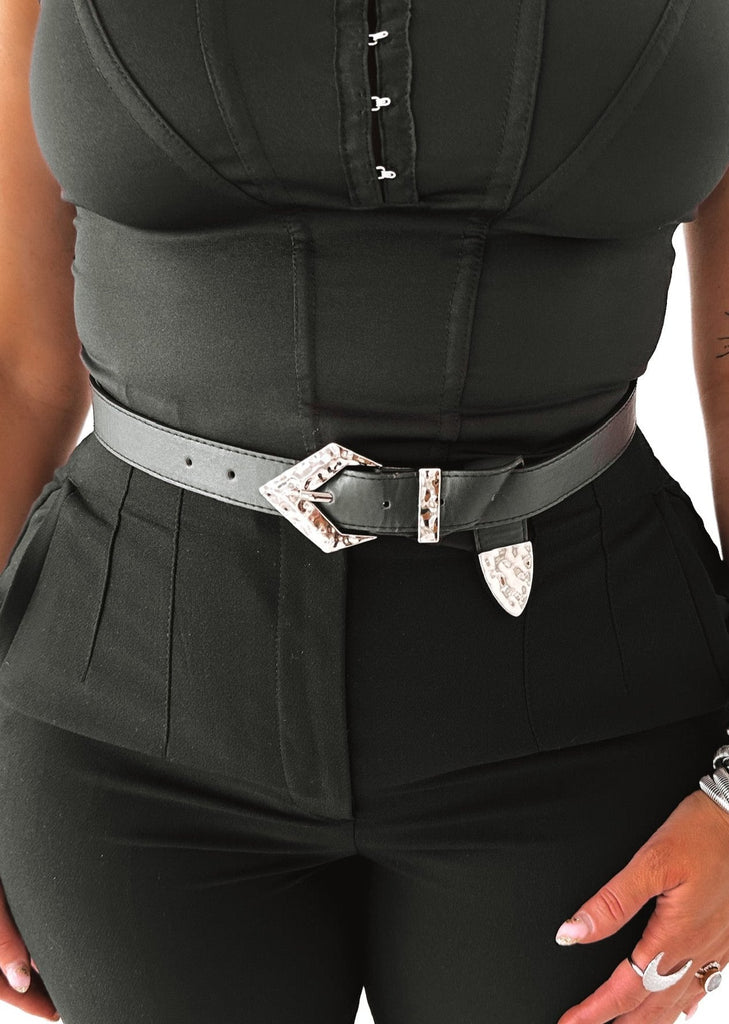 pebby forevee Belt Black/Silver SAWYER BUCKLE BELT