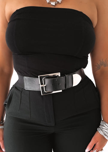 pebby forevee Belt Black/Silver TEDDY BUCKLE BAND BELT