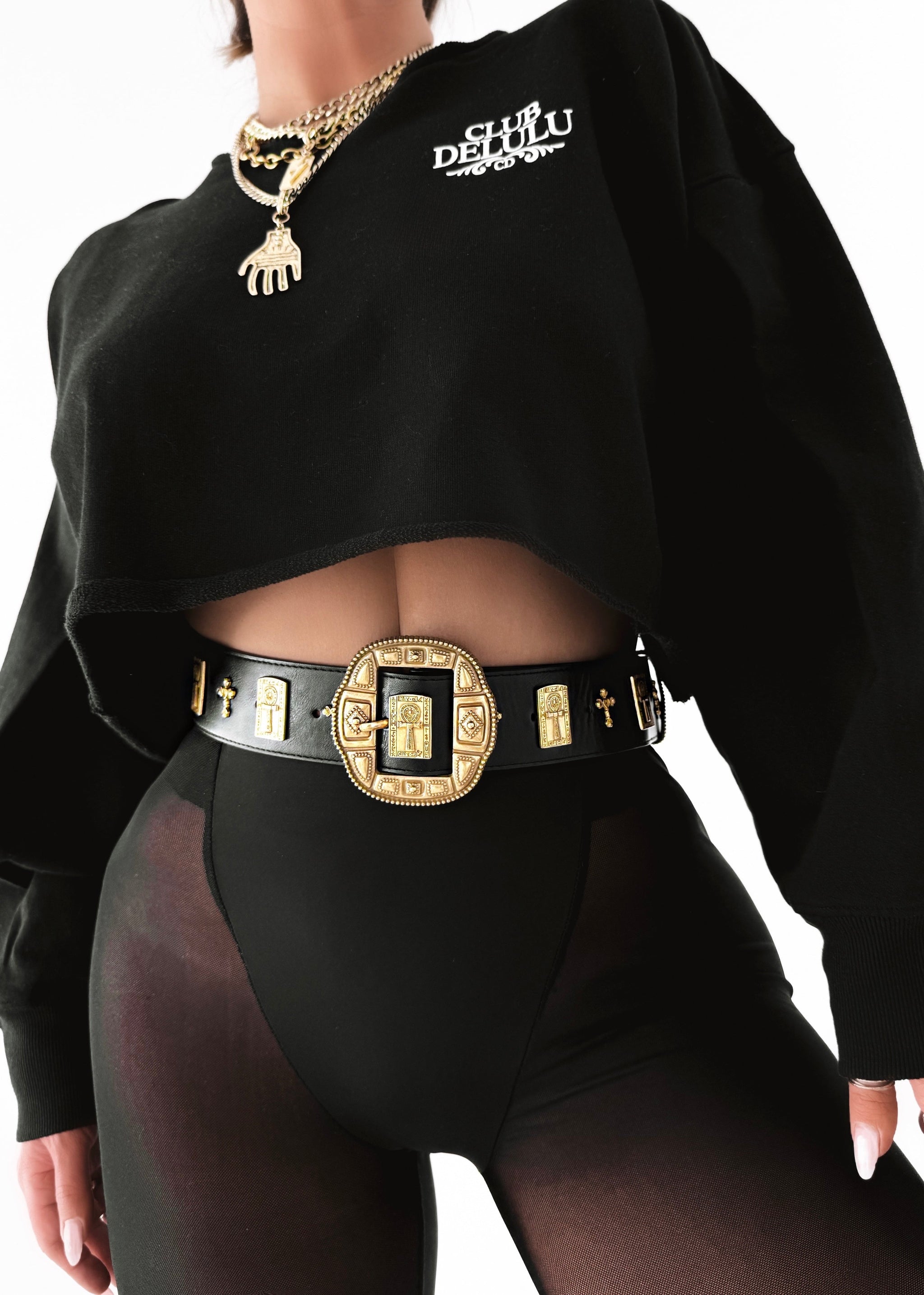 Pebby Forevee Black and Gold Chain Belt CHRONICLES CINCH ADJUSTABLE BELT – Pebby Forevee main image 3