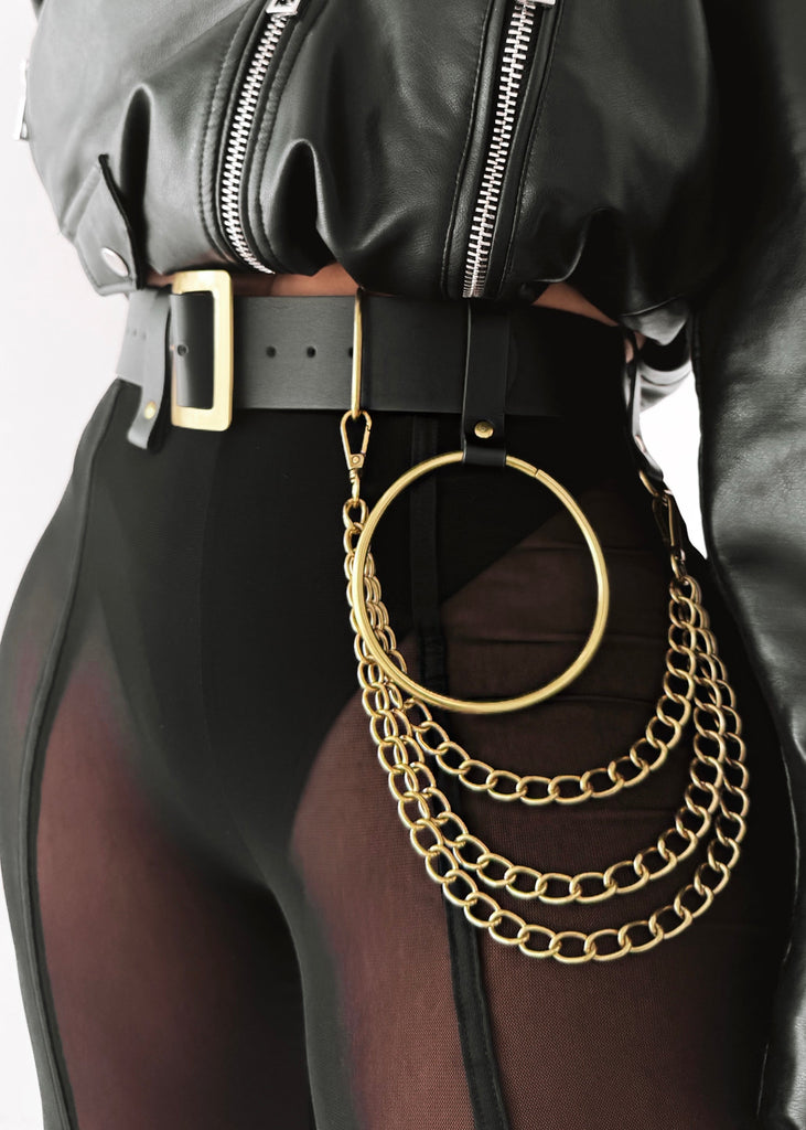 pebby forevee Belt GENEVIEVE CHAINED BUCKLE BELT