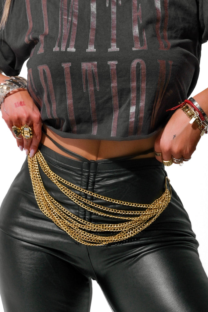 pebby forevee Belt Gold ROUND ABOUT STATEMENT CHAIN BELT