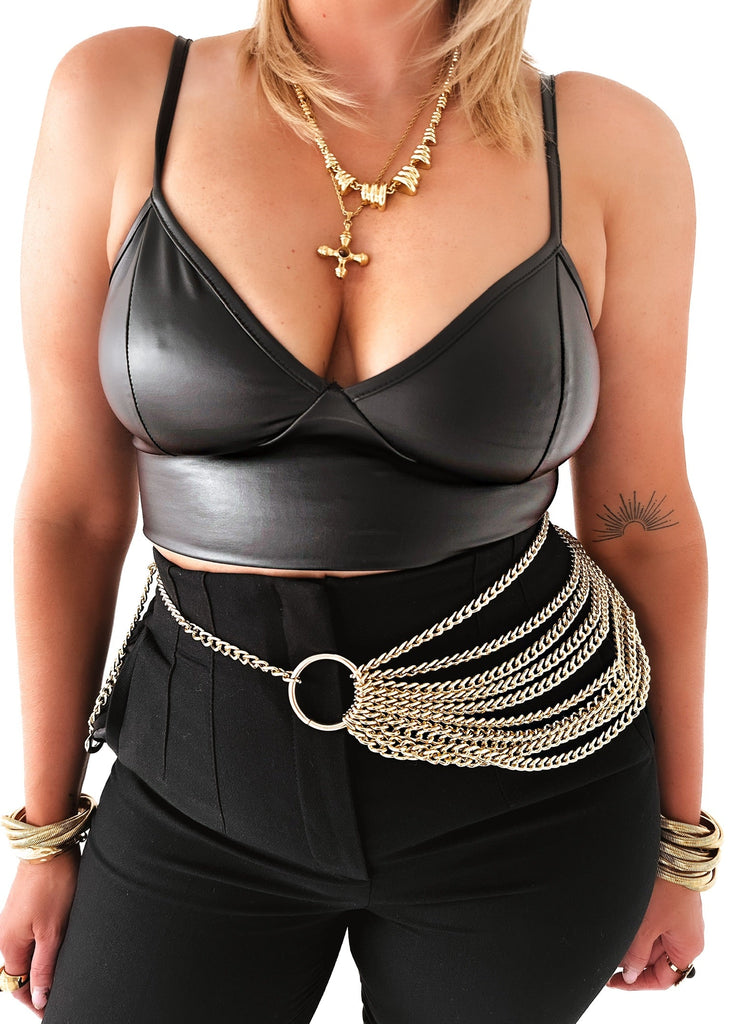 pebby forevee Belt Gold ROUND ABOUT STATEMENT CHAIN BELT