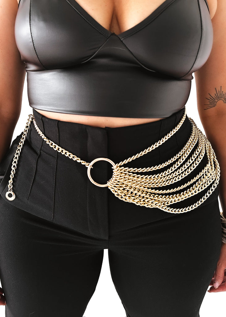 pebby forevee Belt Gold ROUND ABOUT STATEMENT CHAIN BELT