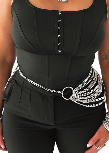 pebby forevee Belt Silver ROUND ABOUT STATEMENT CHAIN BELT