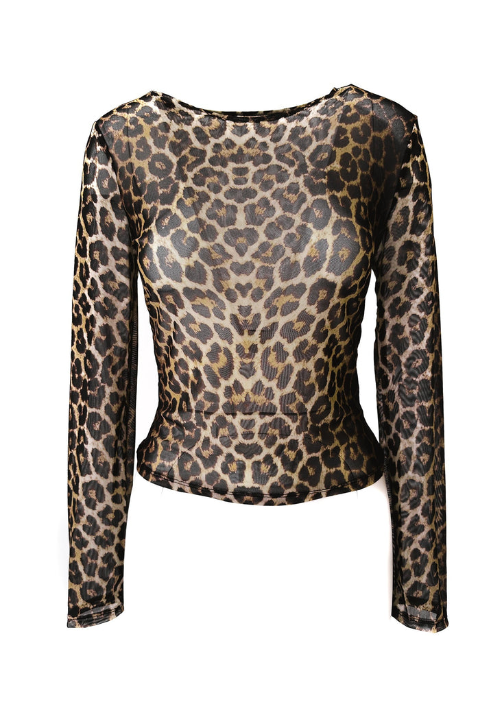 pebby forevee Boutique Top ANIMAL INSTINCTS SHEER TOP