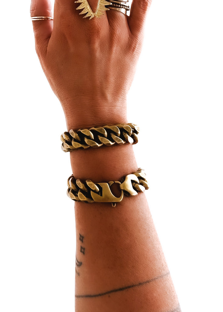 pebby forevee Bracelet Burnished Gold PEBBY STATEMENT CURB CHAIN BRACELET