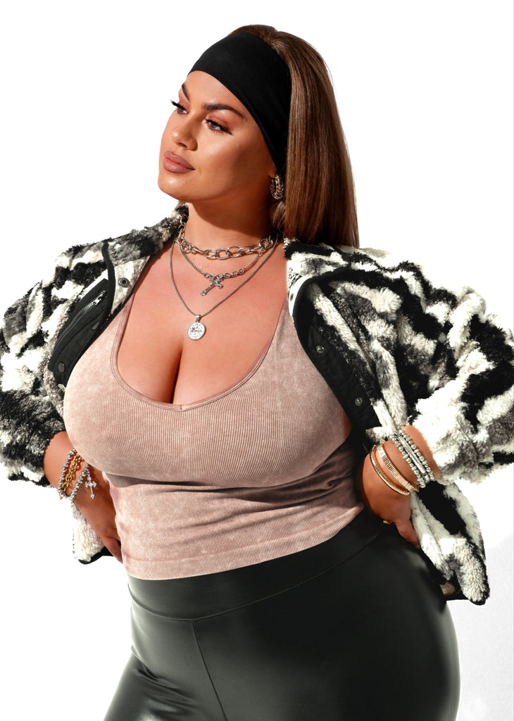 pebby forevee Brami BACK SMOOTHING MINERAL WASHED V-NECK BRAMI