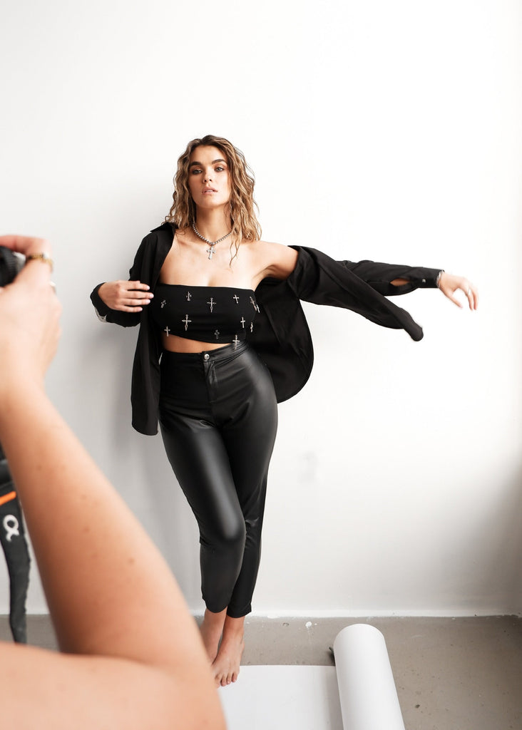 pebby forevee Button Down BOUNDARIES BUTTON DOWN STATEMENT TOP