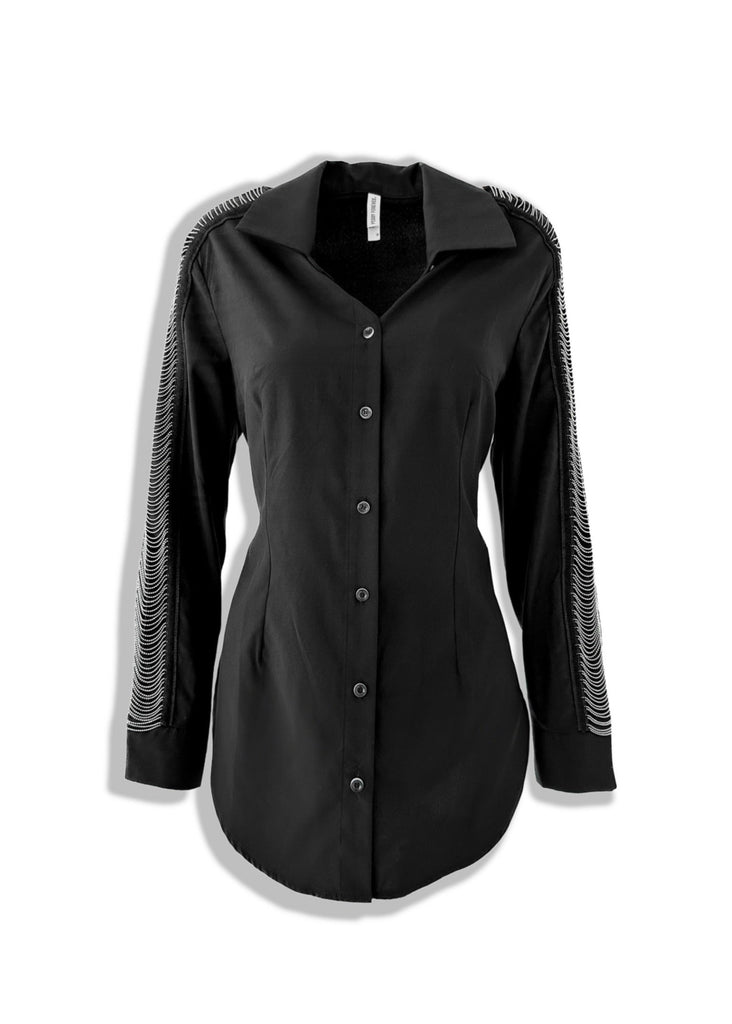 pebby forevee Button Down BOUNDARIES BUTTON DOWN STATEMENT TOP