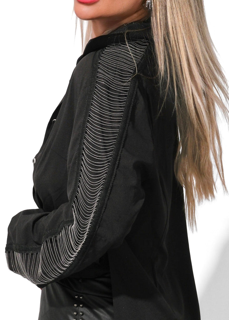 pebby forevee Button Down FINAL SALE: BOUNDARIES BUTTON DOWN STATEMENT TOP