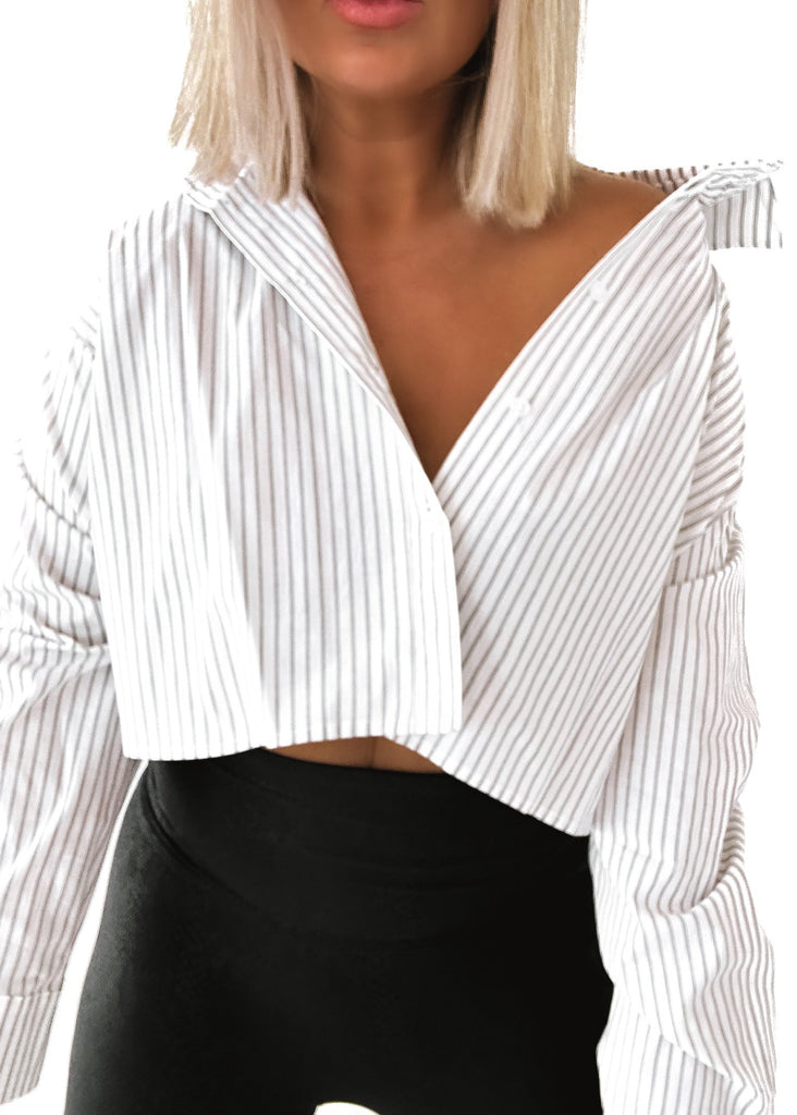 pebby forevee Button Down SUMMER 23 - HIGH ROLLER CROPPED BUTTON DOWN