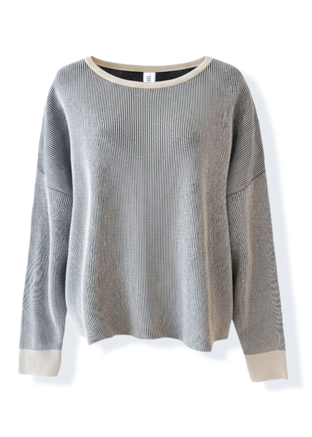 pebby forevee Cardigan RIBBED REVERSIBLE ROLES CUT OUT PULLOVER