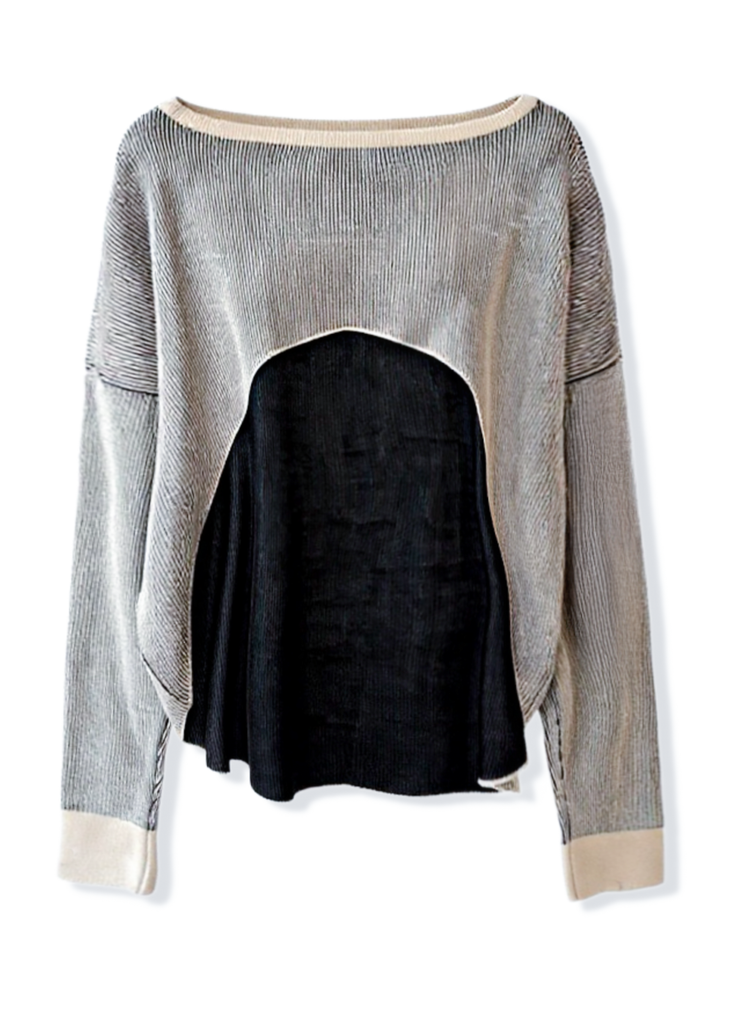 pebby forevee Cardigan RIBBED REVERSIBLE ROLES CUT OUT PULLOVER