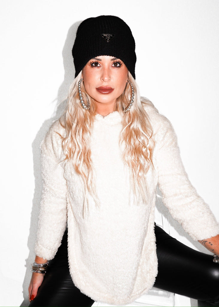 pebby forevee Cardigan SHERPA HOODED SIDE SLIT PULLOVER