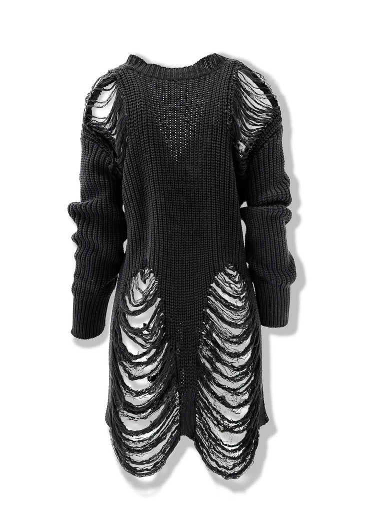 pebby forevee Cardigan SHREDDED SIDE SLIT CARDIGAN