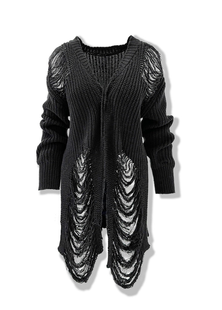 pebby forevee Cardigan SHREDDED SIDE SLIT CARDIGAN