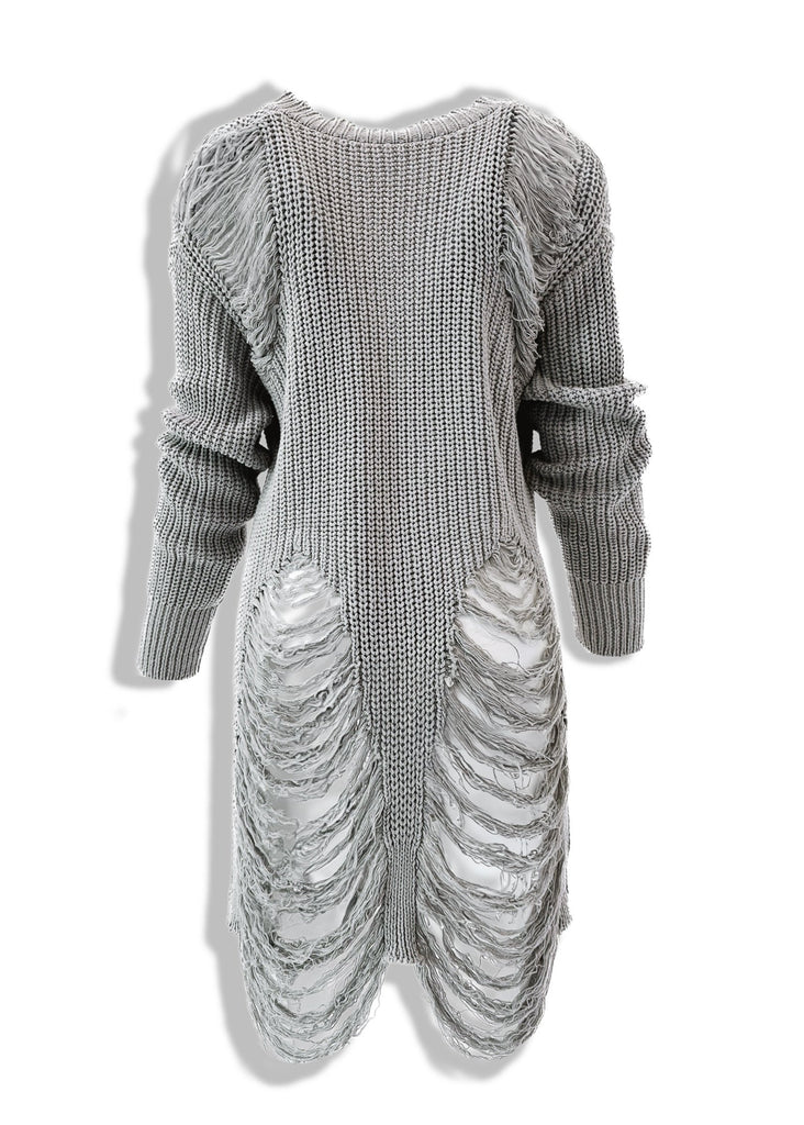 pebby forevee Cardigan SHREDDED SIDE SLIT CARDIGAN