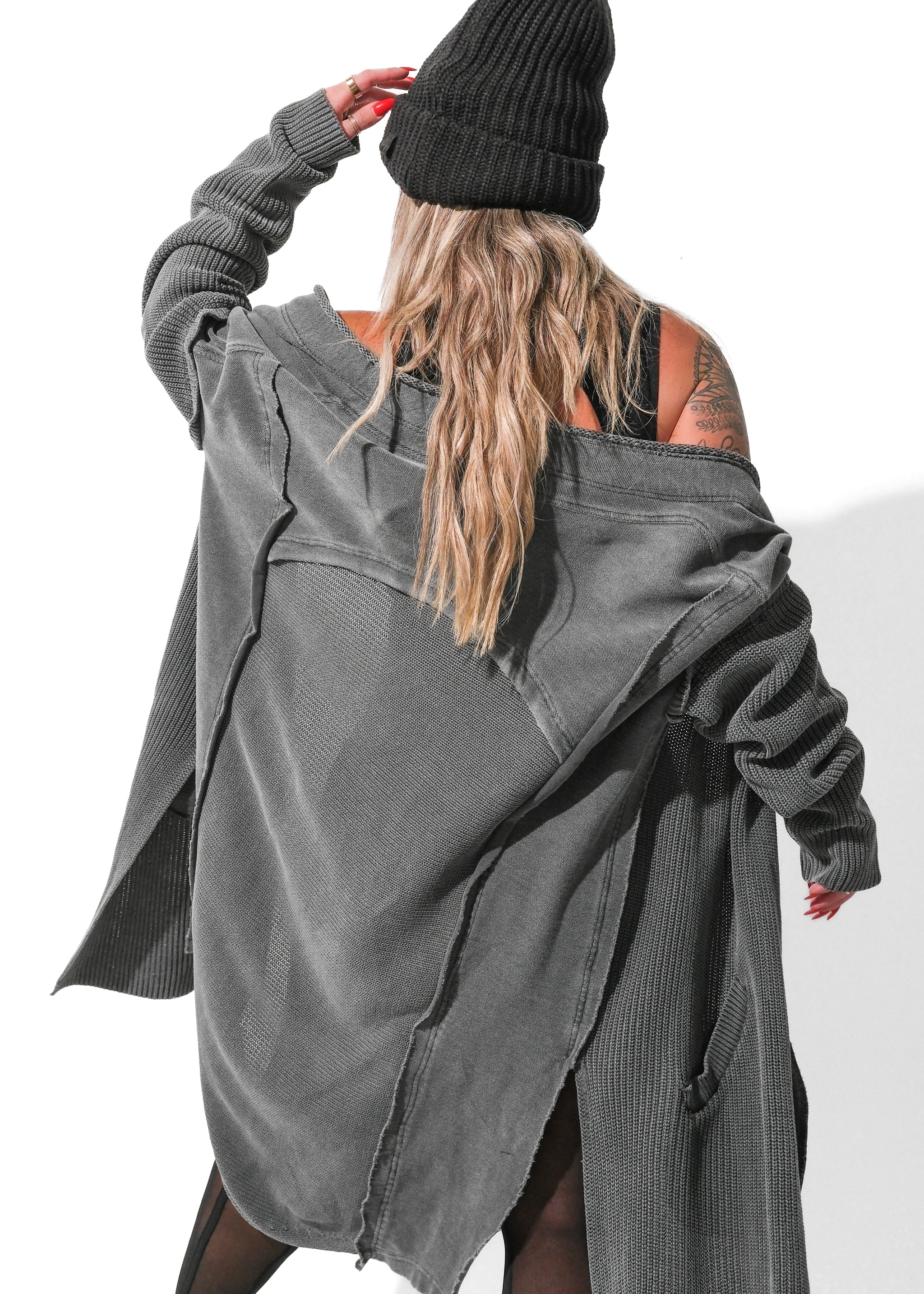 IDEE PUFF cover gray ♡ SO COMFY SIDE SLIT CARDIGAN – Pebby Forevee