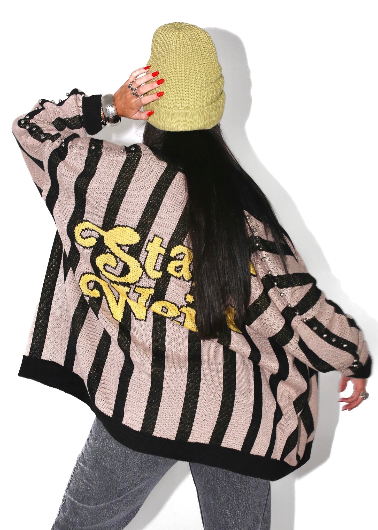 STAY WEIRD OVERSIZED CARDIGAN – Pebby Forevee